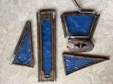 Photo of free 4 small pieces blue stained glass, metal surround (Highbury New Park N5) #1