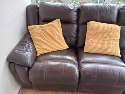 Photo of free 3 seater brown leather recliner (Lower Broadheath WR2) #1
