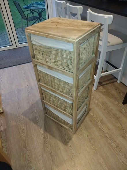 Photo of free Freestanding, 4 wicker drawer, storage unit (New Malden KT3) #2