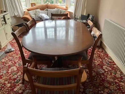 Photo of free Dining room yew wood table & 6 chairs n (Solihull B91) #1
