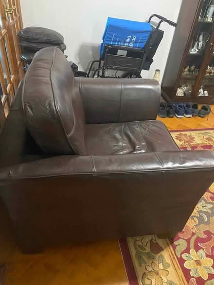 Photo of free Brown leather armchair (Ashington NE63) #2