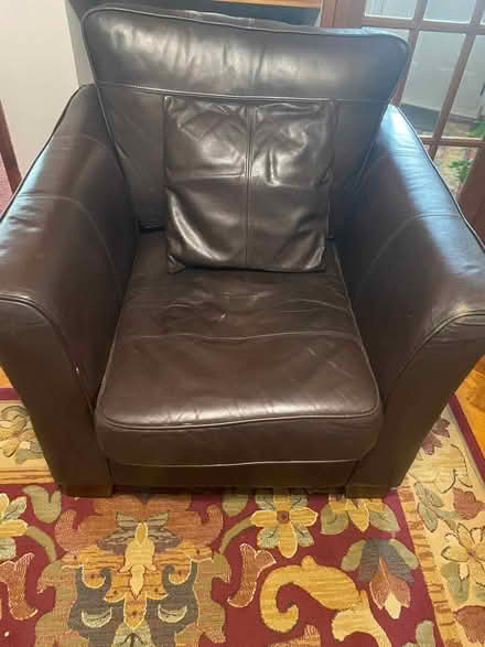 Photo of free Brown leather armchair (Ashington NE63) #4