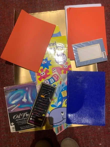 Photo of free Gold card, paper, oil pastels & pad (Bowbridge GL5) #1