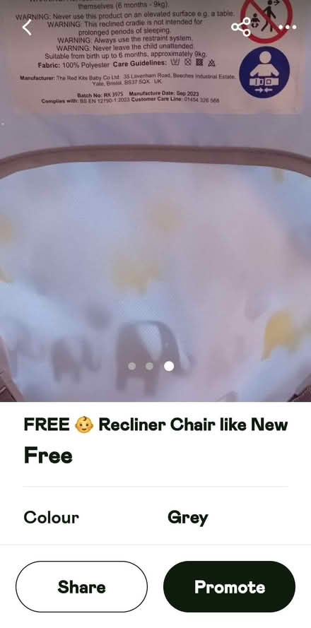 Photo of free baby recliner (Denton M34) #2