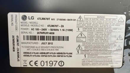 Photo of free 47” LG flat screen TV (M16 9 WT) #4
