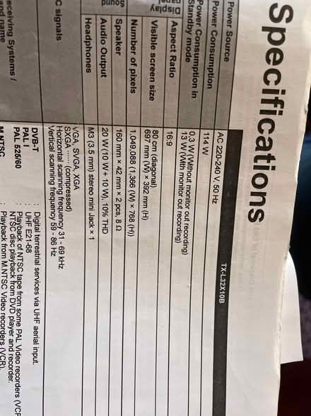 Photo of free Panasonic LCD Television TX-L32X10B (Witney OX29) #4