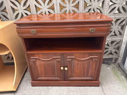Photo of free Wooden display unit on wheels (Wigston, Leicester, LE18) #1