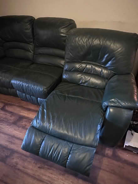 Photo of free Green Leather Recliner Sofa Three Seater (Hallyards EH28) #2