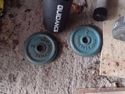 Photo of free Barbell, weights and foam collar (Barnhill DD5) #2