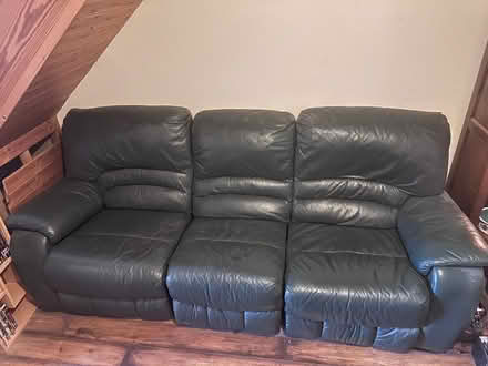 Photo of free Green Leather Recliner Sofa Three Seater (Hallyards EH28) #1