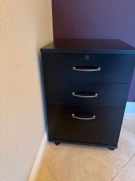 Photo of free 3 drawer black file cabinet (Saratoga) #1