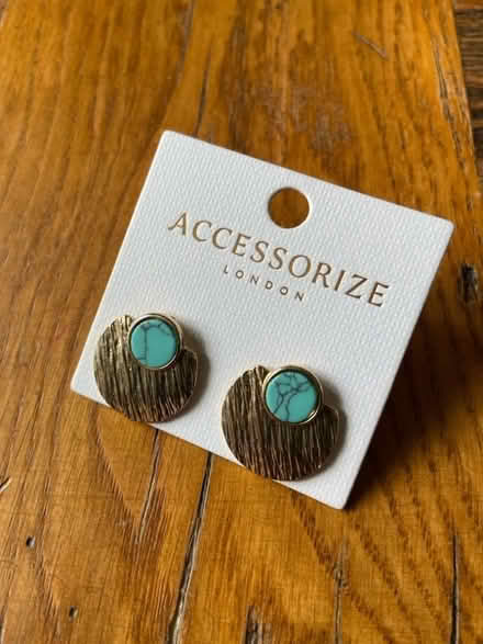 Photo of free Accessorise ear rings, gold with jade colour inset. (Amersham Common HP7) #1