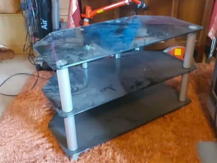 Photo of free Black glass TV stand (Yeovil, Meadow Road BA21) #1
