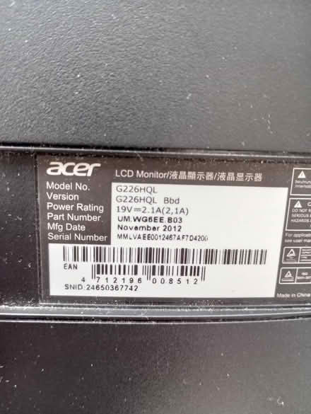 Photo of free Acer monitor (Sydenham) #3