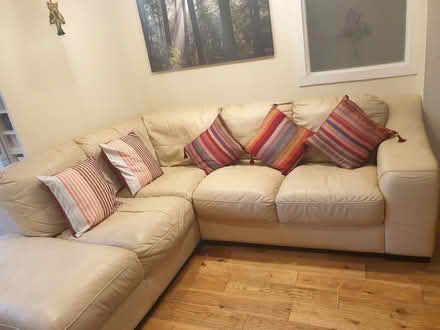 Photo of free Corner Sofa (Cream Leather) (Dublin 16) #2