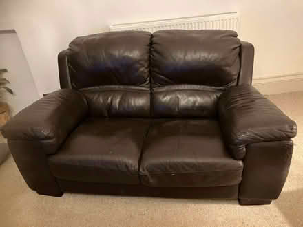 Photo of free Brown leather double sofa. (Southwaite CA4) #1