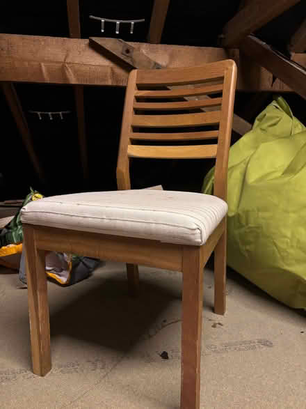 Photo of free Set of 6 oak dining chairs, legs bit chewed by rabbit (Mile Oak BN41) #1