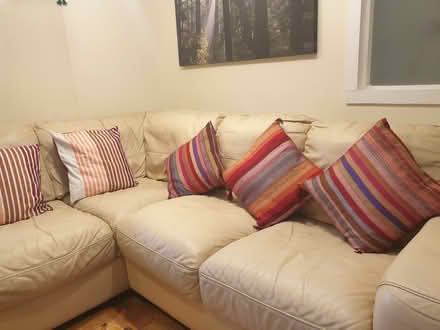 Photo of free Corner Sofa (Cream Leather) (Dublin 16) #1