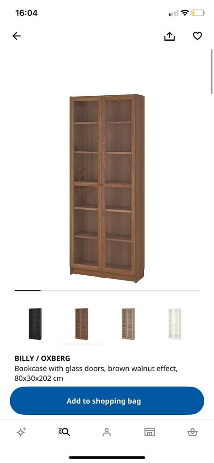 Photo of free Brown IKEA Billy Bookcase with glass doors (Fulham Palace Rd SW6) #1