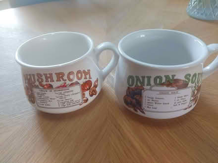 Photo of free Pair of soup mugs with recipes. (Mill Rd area NN8) #1