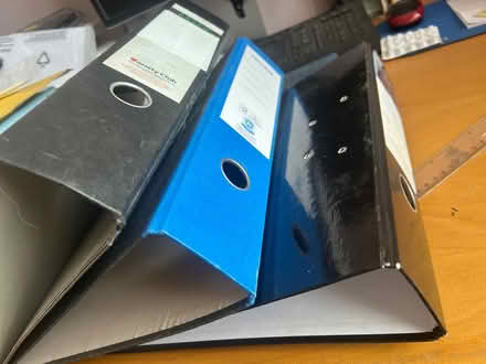 Photo of free 3 used level arch files and a box of elastic bands (Moorside M28) #4