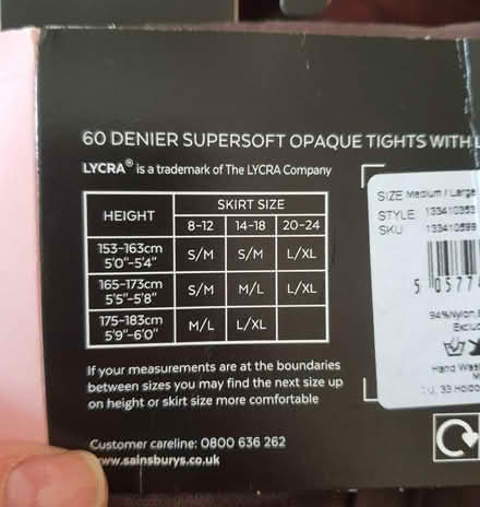 Photo of free Pair of new brown 60 denier tights (Box GL6) #2
