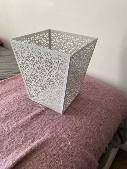 Photo of free White lace metal bin (Sutton Benger) #1