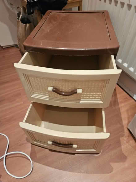 Photo of free Plastic two drawer storage unit (Clapton E5) #2