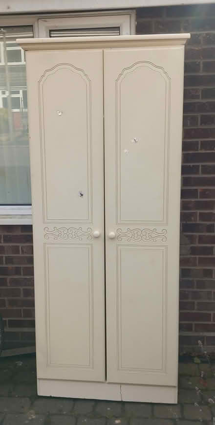 Photo of free Large strong white wardrobe 80 X 2m (CO4 Highwoods) #1