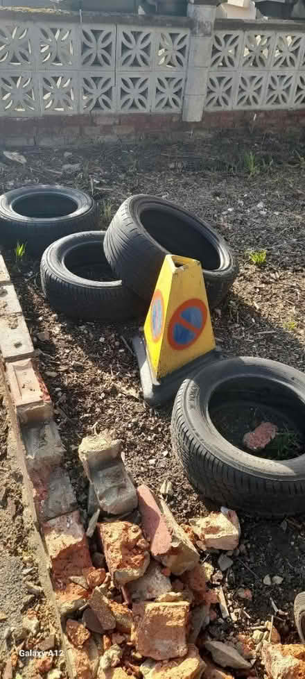 Photo of free 4 random old tyres + traffic cone (South norwood) #1