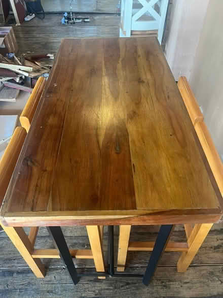 Photo of free High bar table with 4 stools - wood (St John's Hill London SW11 1) #3