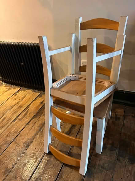 Photo of free 4 wood and painted kitchen chairs (St John's Hill London SW11 1) #2