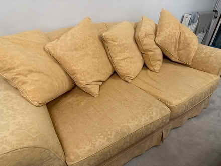 Photo of free Large yellow sofa with 5 cushions. (Great Shelford CB22) #3