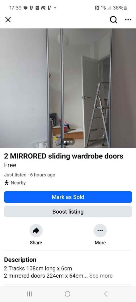 Photo of free Mirrored sliding doors (West Wickham) #1