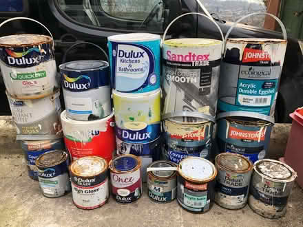 Photo of free Variety of used tins of paints (Fairfield Park) #1