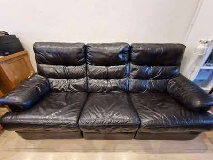 Photo of free 3 Seater brown leather sofa (Brentwood CM13) #1