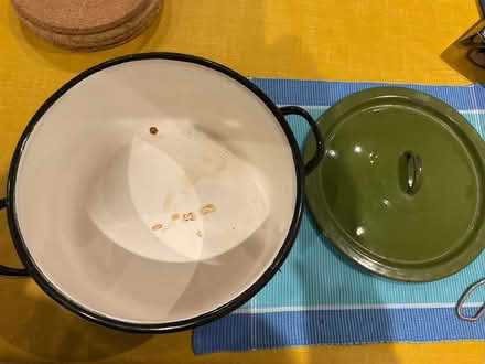 Photo of free Green enamel pot. (Eversley RG40) #2
