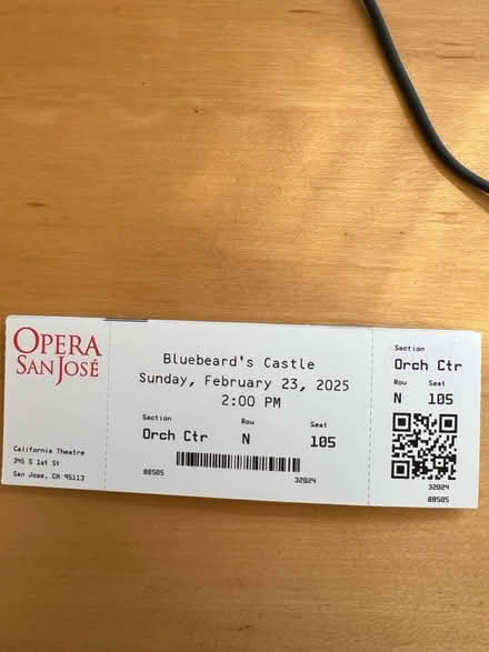 Photo of free 4 tickets Opera San Jose Sun 23rd (Laura Lane and Thompson) #1