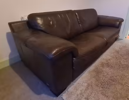 Photo of free Brown leather 3 seater sofa (Abbeyhill EH7) #1