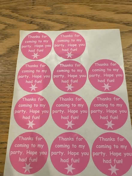 Photo of free Thanks 4coming to my party stickers (Southfields SW19) #2