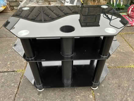 Photo of free Black glass 3 shelf TV table (SK15) #2