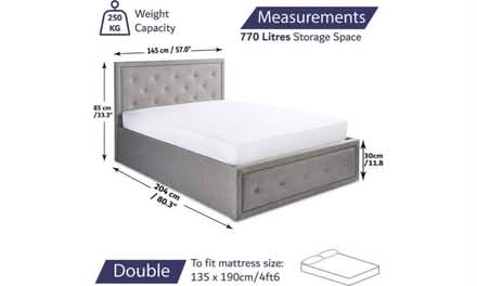 Photo of free Grey fabric ottoman double bed base (SK15) #2