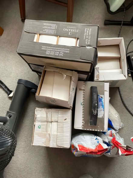 Photo of free 7 boxes of white subway tiles (3 kinds) and 2 bags of grout (Upper Sydenham SE26) #1