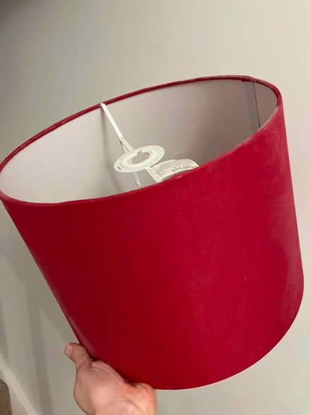 Photo of free Large red lampshade (Trumpington CB2) #1