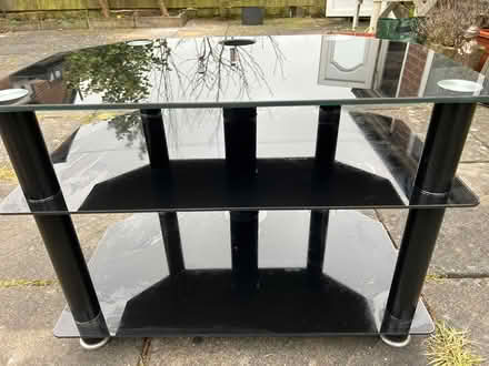 Photo of free Black glass 3 shelf TV table (SK15) #3