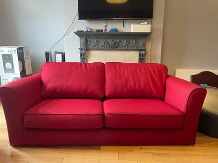 Photo of free 2 seat sofa - red (Catford) #1