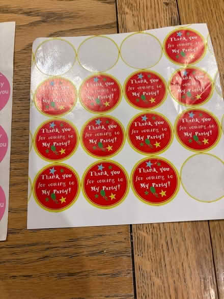 Photo of free Thanks 4coming to my party stickers (Southfields SW19) #3