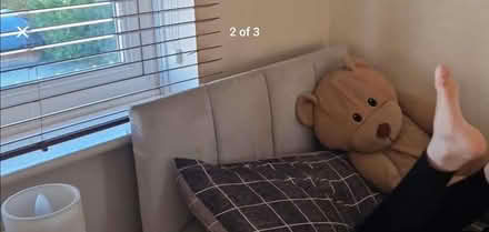 Photo of free Single divan bed and grey plush headboard (Horndean PO8) #2
