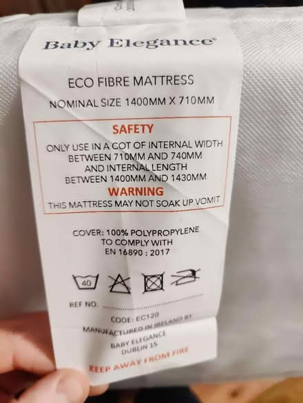 Photo of free Cot bed mattress + protector (Woodhouse Eaves) #2