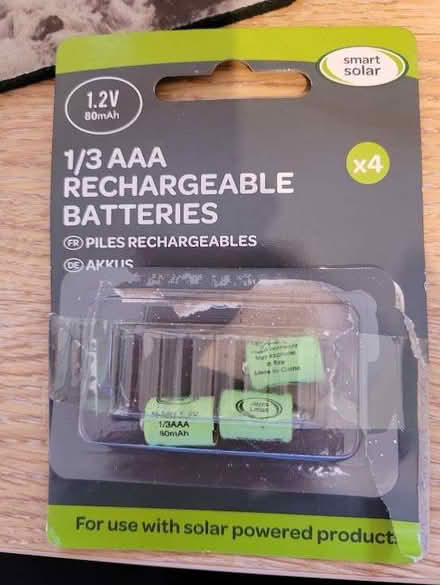 Photo of free Solar rechargeable 1/3 AAA batteries (Grange-over-Sands LA11) #1